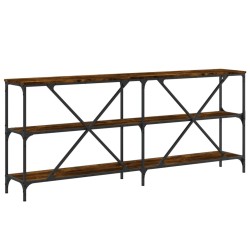 Table console chêne fumé 180x30x75 cm bois d'ingénierie et fer 