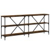 Table console chêne fumé 180x30x75 cm bois d'ingénierie et fer 