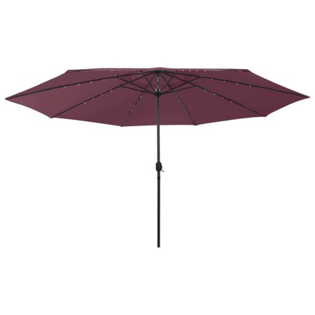 Parasol de jardin avec lumières LED mât en métal rouge bordeaux 