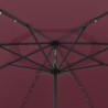 Parasol de jardin avec lumières LED mât en métal rouge bordeaux 
