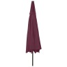 Parasol de jardin avec lumières LED mât en métal rouge bordeaux 