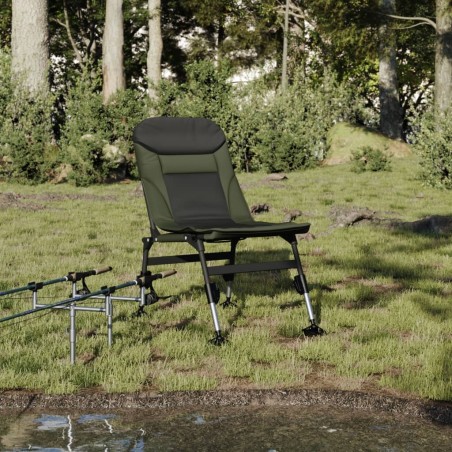Chaise de pêche avec pieds à boue réglables pliable vert 