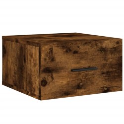 Table de chevet murale chêne fumé 35x35x20 cm 