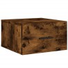 Table de chevet murale chêne fumé 35x35x20 cm 