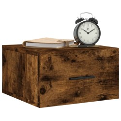 Table de chevet murale chêne fumé 35x35x20 cm 