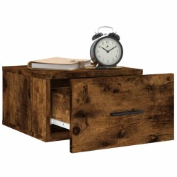 Table de chevet murale chêne fumé 35x35x20 cm 