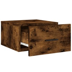 Table de chevet murale chêne fumé 35x35x20 cm 