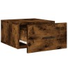 Table de chevet murale chêne fumé 35x35x20 cm 