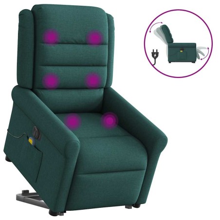 Fauteuil inclinable de massage électrique Vert foncé Tissu 