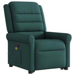 Fauteuil inclinable de massage électrique Vert foncé Tissu 