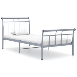 Cadre de lit sans matelas gris métal 100x200 cm 