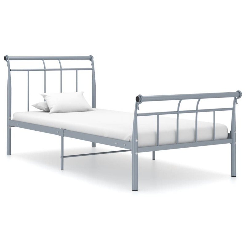 Cadre de lit sans matelas gris métal 100x200 cm Cadre de lit sans matelas gris métal 100x200 cm