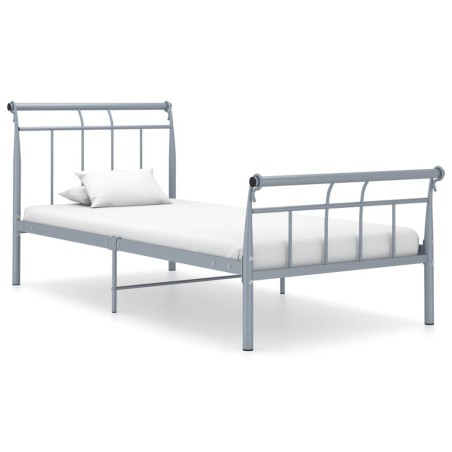 Cadre de lit sans matelas gris métal 100x200 cm 