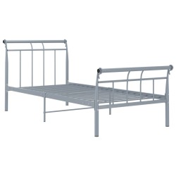 Cadre de lit sans matelas gris métal 100x200 cm 