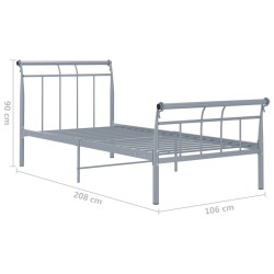 Cadre de lit sans matelas gris métal 100x200 cm 