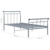 Cadre de lit sans matelas gris métal 100x200 cm 