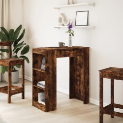 Table de bar avec étagères chêne fumé bois d'ingénierie 