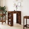 Table de bar avec étagères chêne fumé bois d'ingénierie 