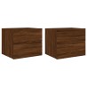 Tables de chevet murales avec lumières LED 2 pcs chêne marron 
