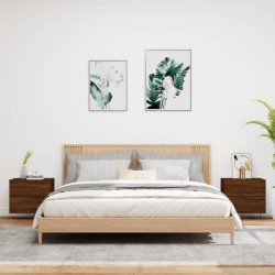 Tables de chevet murales avec lumières LED 2 pcs chêne marron 