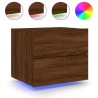 Tables de chevet murales avec lumières LED 2 pcs chêne marron 