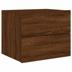 Tables de chevet murales avec lumières LED 2 pcs chêne marron 