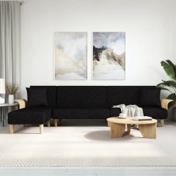 Canapé-lit en forme de L noir 279x140x70 cm tissu 