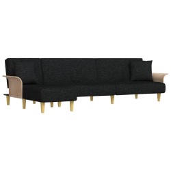 Canapé-lit en forme de L noir 279x140x70 cm tissu 