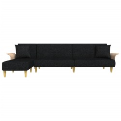 Canapé-lit en forme de L noir 279x140x70 cm tissu 