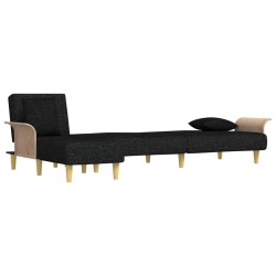 Canapé-lit en forme de L noir 279x140x70 cm tissu 