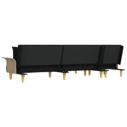 Canapé-lit en forme de L noir 279x140x70 cm tissu 