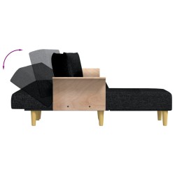 Canapé-lit en forme de L noir 279x140x70 cm tissu 