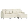 Canapé à 3 places avec repose-pieds Crème 180 cm Velours 