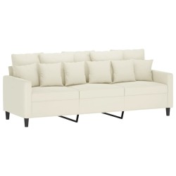 Canapé à 3 places avec repose-pieds Crème 180 cm Velours 