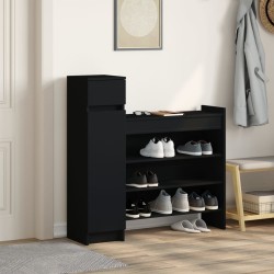 Armoire à chaussures noir 100,5x28x100 cm bois d'ingénierie 
