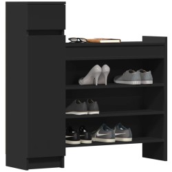 Armoire à chaussures noir 100,5x28x100 cm bois d'ingénierie 