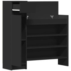 Armoire à chaussures noir 100,5x28x100 cm bois d'ingénierie 