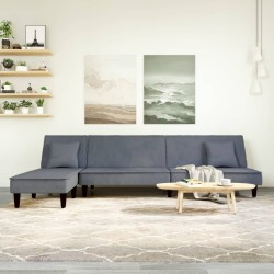Canapé-lit en forme de L gris 255x140x70 cm velours 