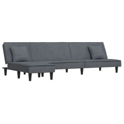Canapé-lit en forme de L gris 255x140x70 cm velours 