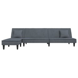 Canapé-lit en forme de L gris 255x140x70 cm velours 