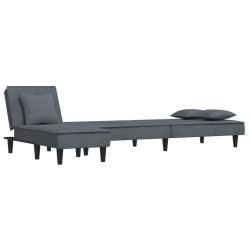 Canapé-lit en forme de L gris 255x140x70 cm velours 