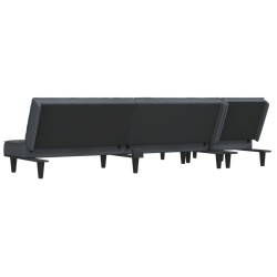 Canapé-lit en forme de L gris 255x140x70 cm velours 