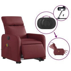 Fauteuil inclinable de massage électrique rouge bordeaux 
