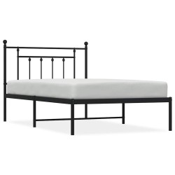 Cadre de lit métal sans matelas avec tête de lit noir 100x200cm 