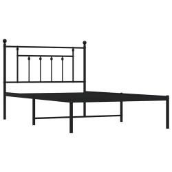 Cadre de lit métal sans matelas avec tête de lit noir 100x200cm 