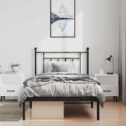 Cadre de lit métal sans matelas avec tête de lit noir 100x200cm 