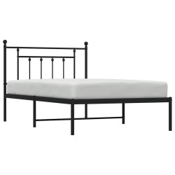 Cadre de lit métal sans matelas avec tête de lit noir 100x200cm 