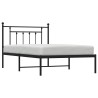 Cadre de lit métal sans matelas avec tête de lit noir 100x200cm 