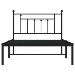 Cadre de lit métal sans matelas avec tête de lit noir 100x200cm 