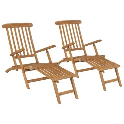 Chaises de terrasse et repose-pied lot de 2 Bois de teck solide 